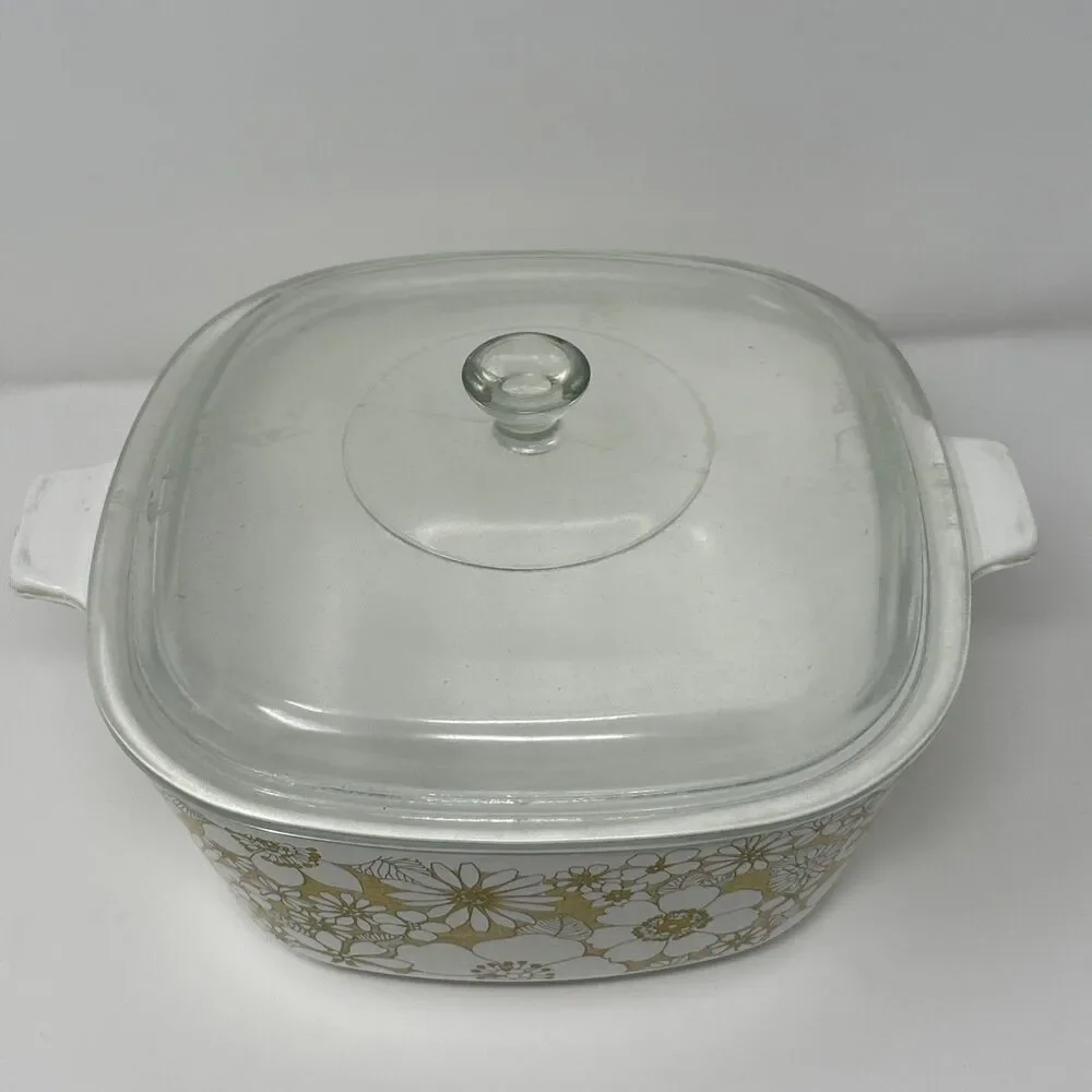 Vintage Corning Ware 2 1/2 Qt. Floral BouquetCovered Casserole Dish USA